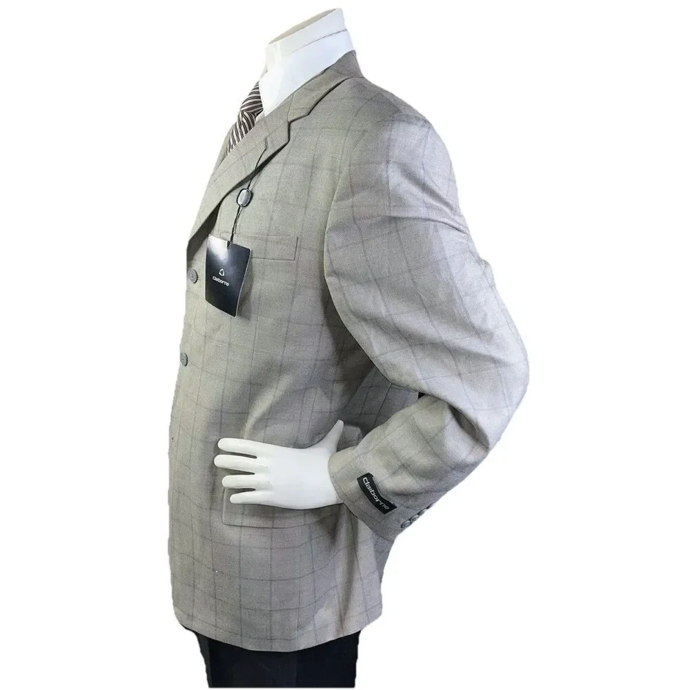 New Claiborne Men’s 46R Blazer Windowpane Silk Wool Blend Classic Sport Coat
